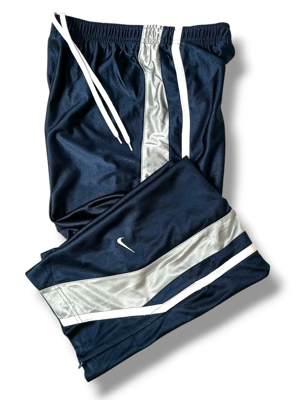 Nike Track Pants Drawstring Elasticized Waist Zip Leg Hem Navy Blue Youth Large